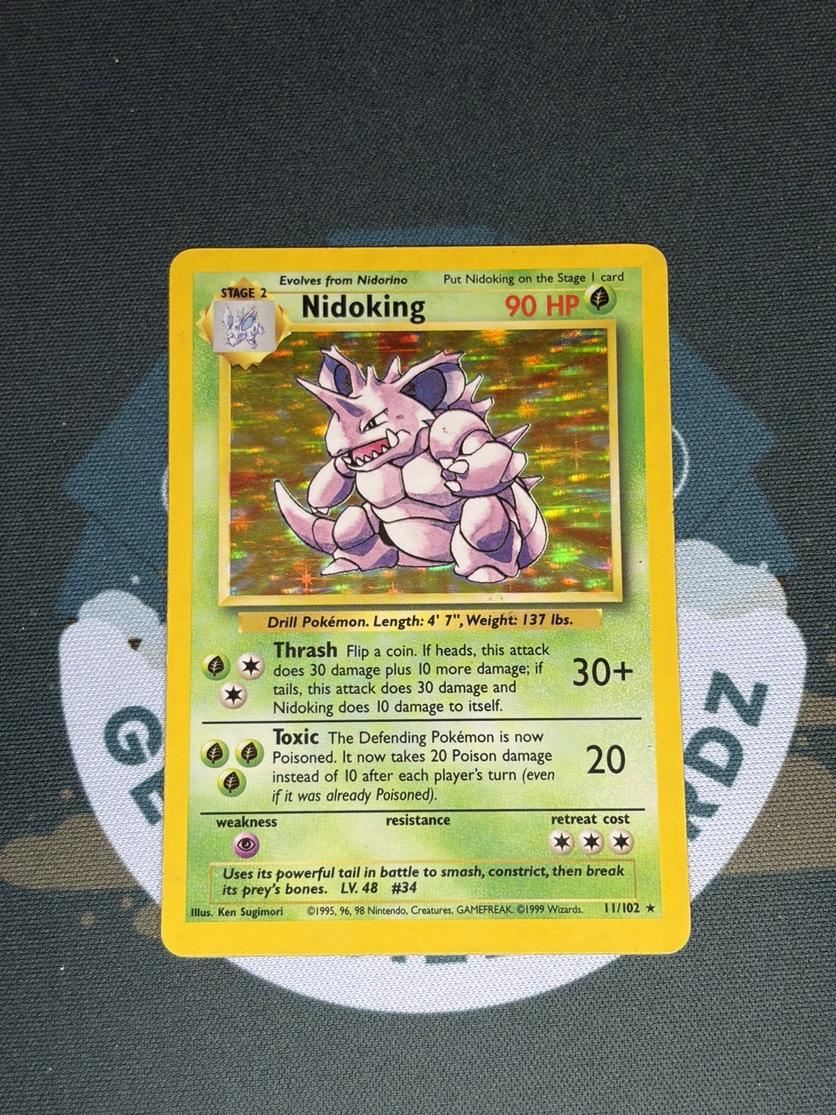 Pokémon TCG Nidoking Base Set Holo Unlimited Rare Card 11/102 LP Condition