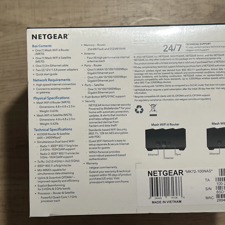 NETGEAR Nighthawk Advanced Whole Home Mesh WiFi 6 System MK72 AX3000 Router NEW - Image 4 of 4