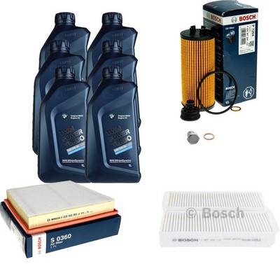 BOSCH Inspektionspaket 6L BMW Öl Twin Power Turbo für MINI Mini F56 Cooper One