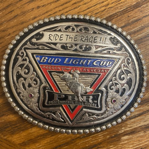 PBR ~PROFESSIONAL BULL RIDERS~ BELT BUCKLE Bud Light Cup Montana Silversmiths