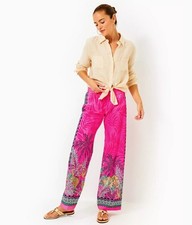 Lilly Pulitzer Bal Harbour Palazzo Pants Wild Side LARGE Multi PINK NWT