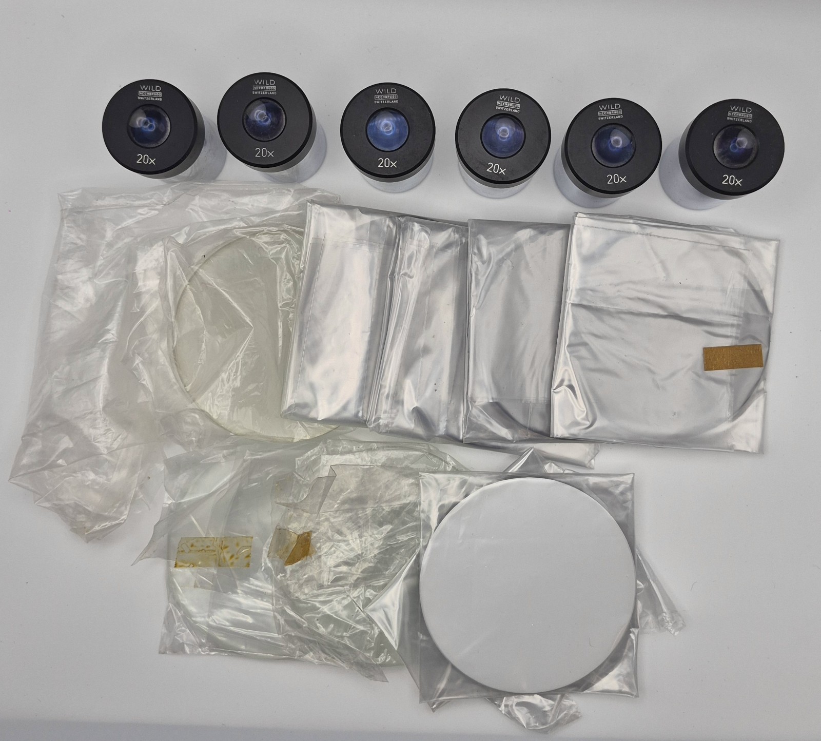 Lot of 6 - 20x WILD HEERBRUGG SWISS MICROSCOPE EYEPIECES OCULAR