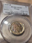 1937-D Rare "3-Legged" Buffalo Nickel PCGS AU-55 "Beautiful Rainbow Toning"!!!
