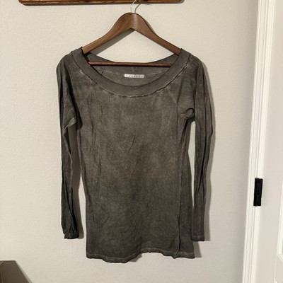 Easel Mineral Wash Grey Medium Long Sleeve Women s Shirt