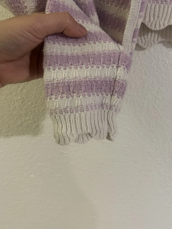 Conjunto sin mangas suéter cárdigan Willow & Wind para mujer pequeño lavanda y blanco Foto 4 de 4