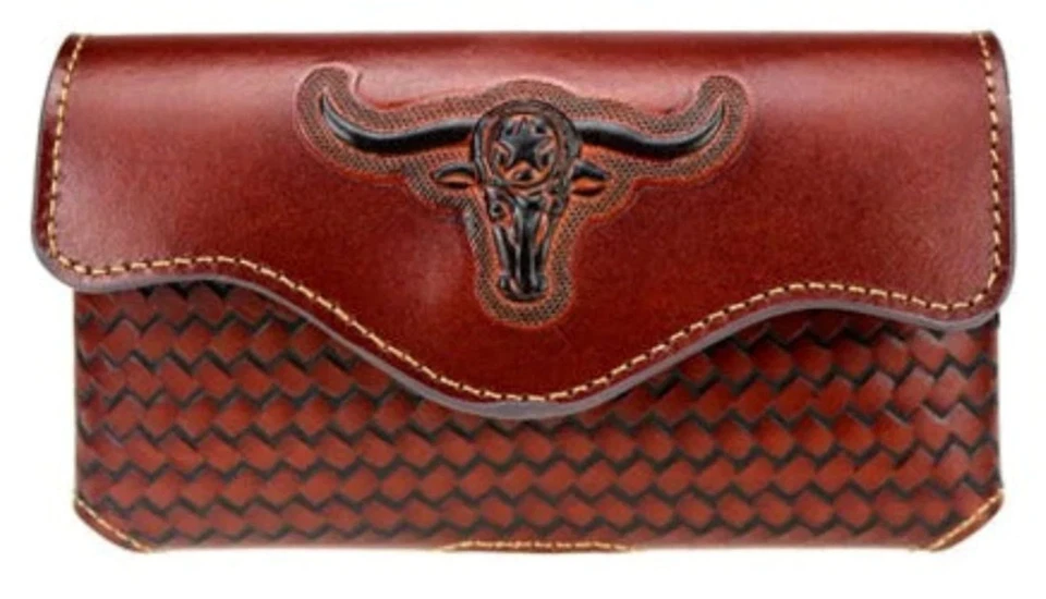 7" LONGHORNS LEATHER HOLSTER POUCH HORIZONTAL PHONE CASE LARGE UNIVERSAL#EH12999 - Image 3 of 4