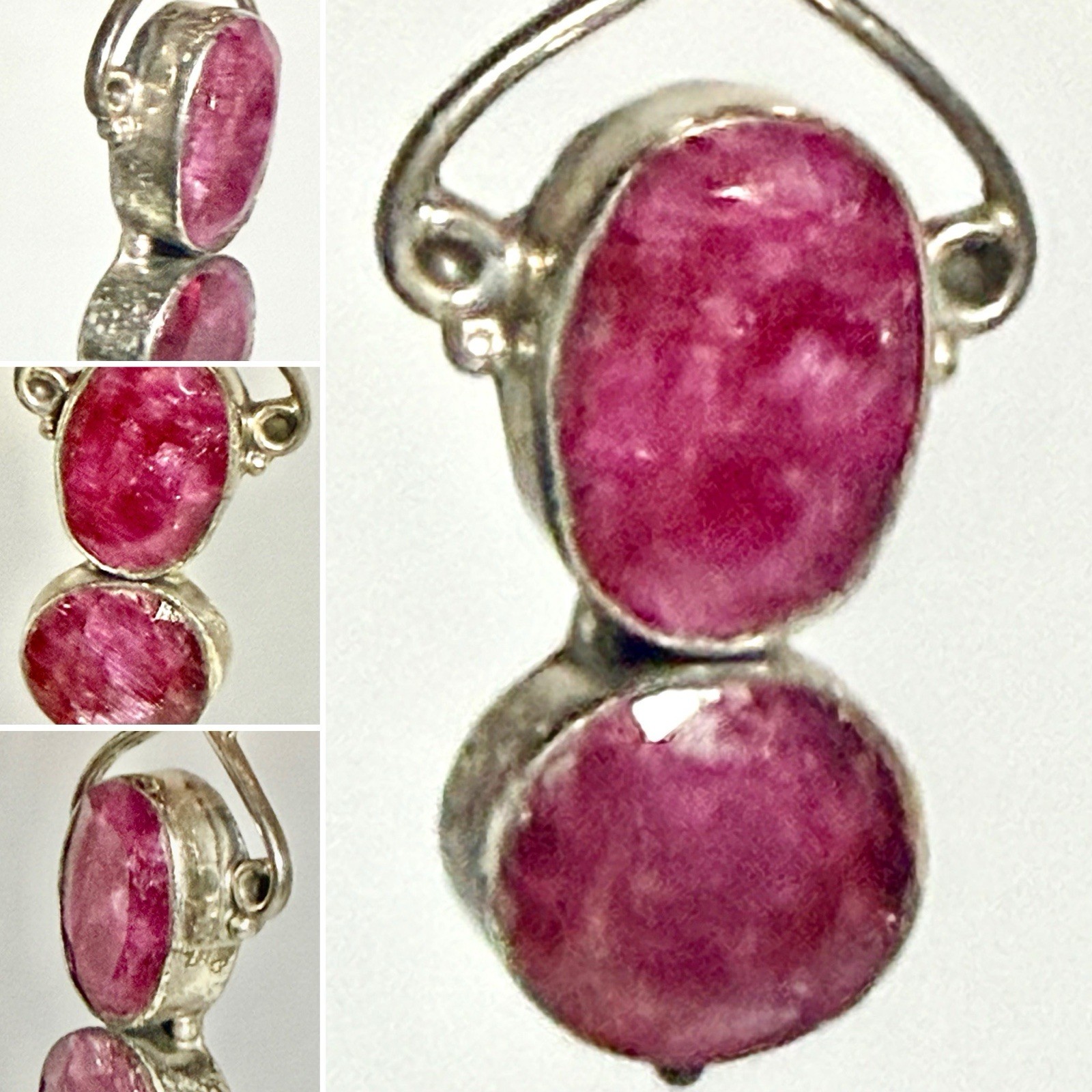 Vintage 925  Sterling Silver Double Red Ruby Gems… - image 21