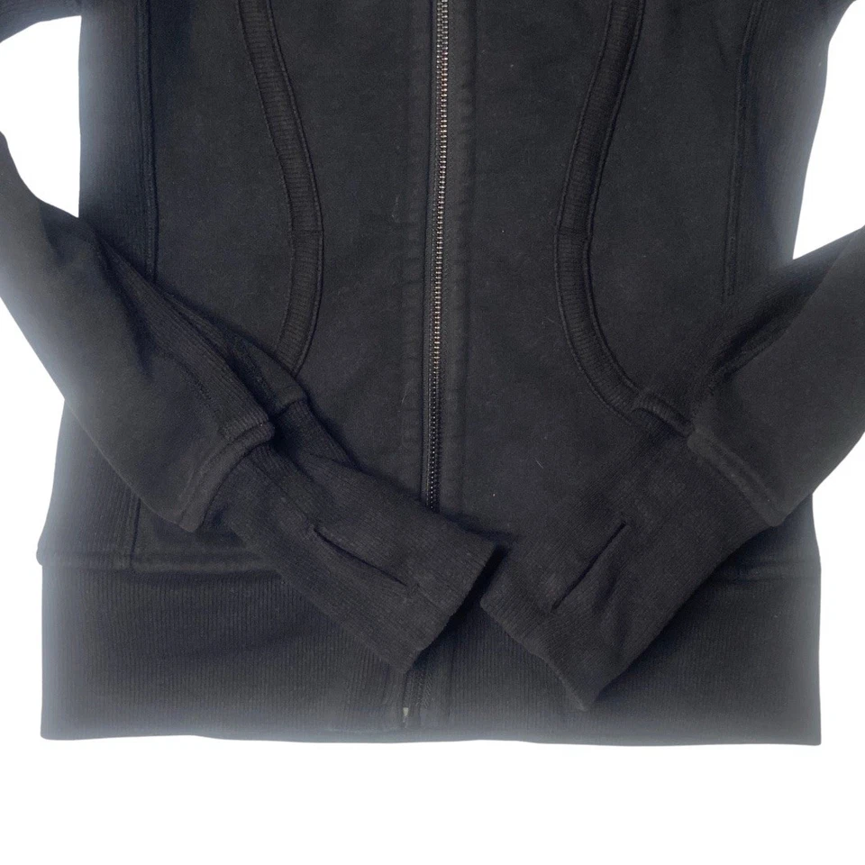 Lululemon Scuba Hoodie II Womens 2 Black Neon Fleece Lined Full Zip Sweatshirt - Image 4 of 4