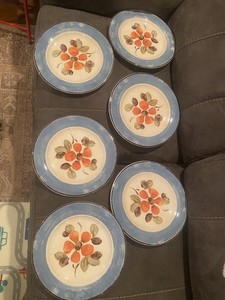Sophie by Pier 1 Earthenware 10 3/8” Dinner Plate Made in Italy Blue With Flower