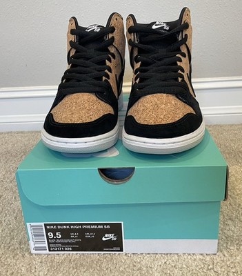 Nike Dunk High Premium SB CORK Size 9.5 313171-026 Black Hazelnut