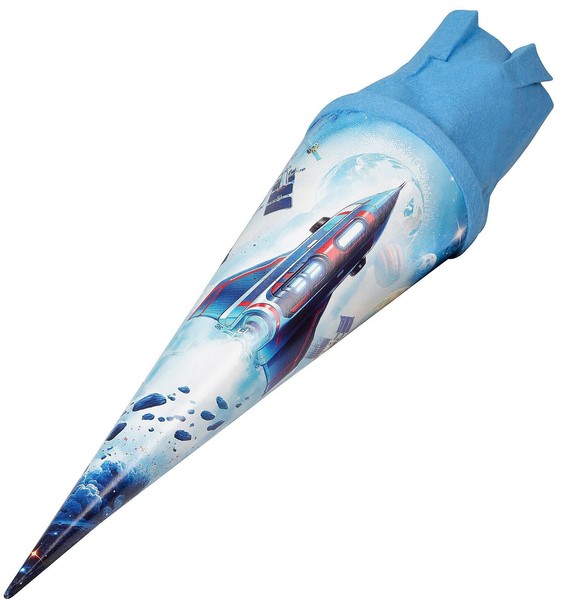 goldbuch GeschwistertüTe Weltraum SchultüTe Raumschiff Lackkarton Blau 35Cm Rund-image