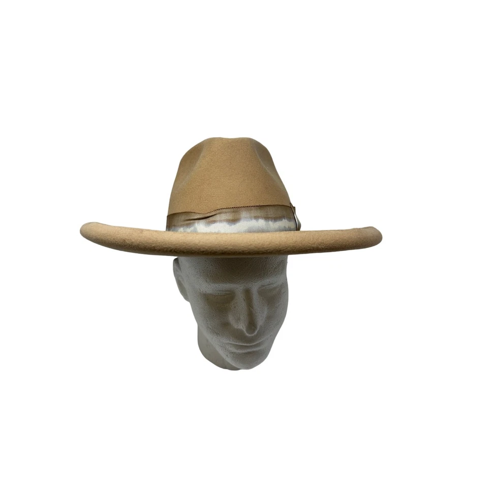 Freya Oat Felt Hat Womens Sz Medium 100% Wool Upturned Brim Hand Dyed Ribbon - Image 2 of 4