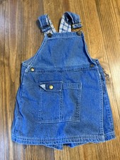 Vintage Kiks Overall Skort Dress Shorts Denim Plaid Size 3T Girls