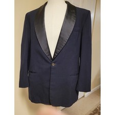 Vintage After Six Rudofker Navy Tuxedo 50s Jacket Satin Peak Lapel Union Made
