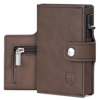 Leder Herren GeldböRse Slim Wallet Mit MüNzfach Kartenhalter Rfid Schutz Braun