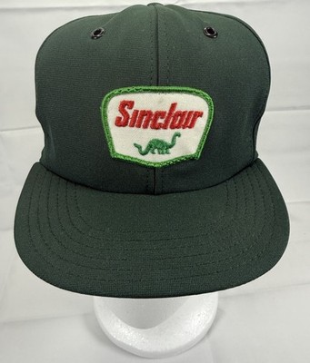 Vintage Sinclair Oil Dino Trucker SnapBack Hat Cap Green Unitog Med Made In USA