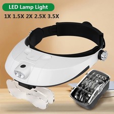 LED Headband Magnifier with Interchangeable Lenses 1x, 1.5x, 2x, 2.5x, 3.5x fo
