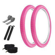 PRO TIRES 24 x 2.125 PINK P-123A W/ TUBES, RIM STRIPS, TIRE LEVERS