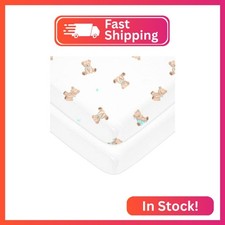 American Baby Company 2 Pack 100 Natural Cotton Fitted Mini Crib Sheets 38" x 2