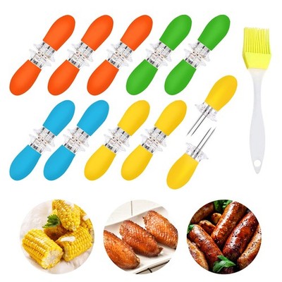 20Pcs/10 Pairs Stainless Steel Corn Cob Holders BBQ Forks Skewers Corn on The...