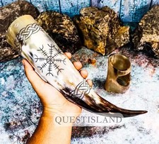 Cuerno de beber vikingo taza real con soporte de cuerno jarra cuerno vikingo, para Mead Ale