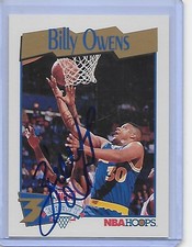 BILLY OWENS Basketball Card IP auto NBA rookie Golden State Warriors 91-92 Hoops. rookie card picture