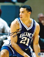 TRAJAN LANGDON signed (DUKE BLUE DEVILS) basketball 8X10 photo BECKETT BW52031