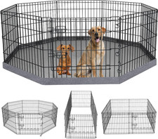 Foldable Metal Dog Exercise Pen/Pet Puppy Playpen Kennels Yard Fence Indoor/Outd