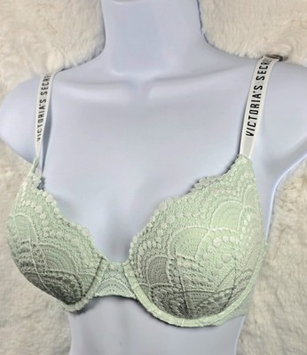 Victoria s Secret T-Shirt Push-Up Bra 36C Mint Green Full Coverage NWT Logo Lace