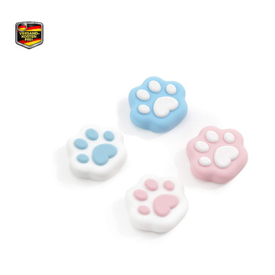 GeekShare Silikon Joystick Kappen 4 Stück Rosa Blau Katzenpfote