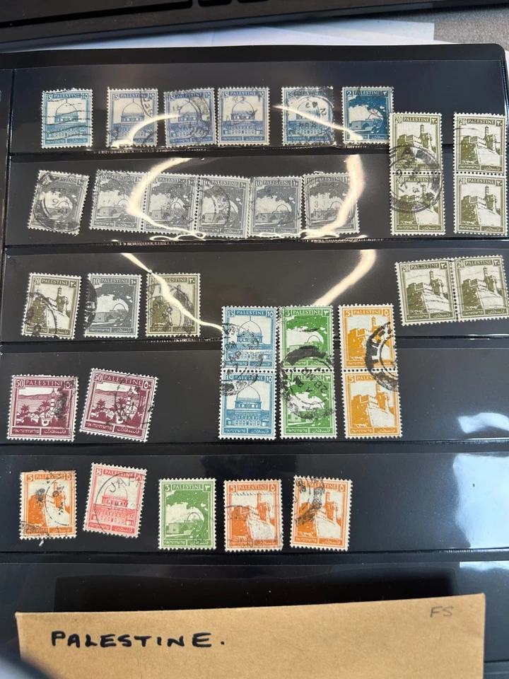 34 Vintage Palestine stamps 1920s 1930s used rare bundle palestinian stamp lot - Image 3 of 4