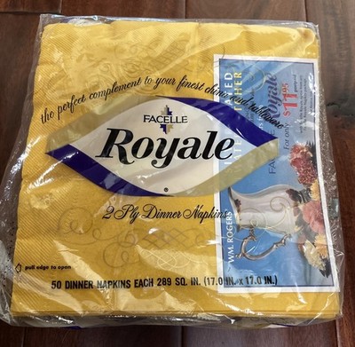 VTG 60s Facelle Royale Paper Dinner Napkins Embossed Harvest Gold SealedOrig Pkg