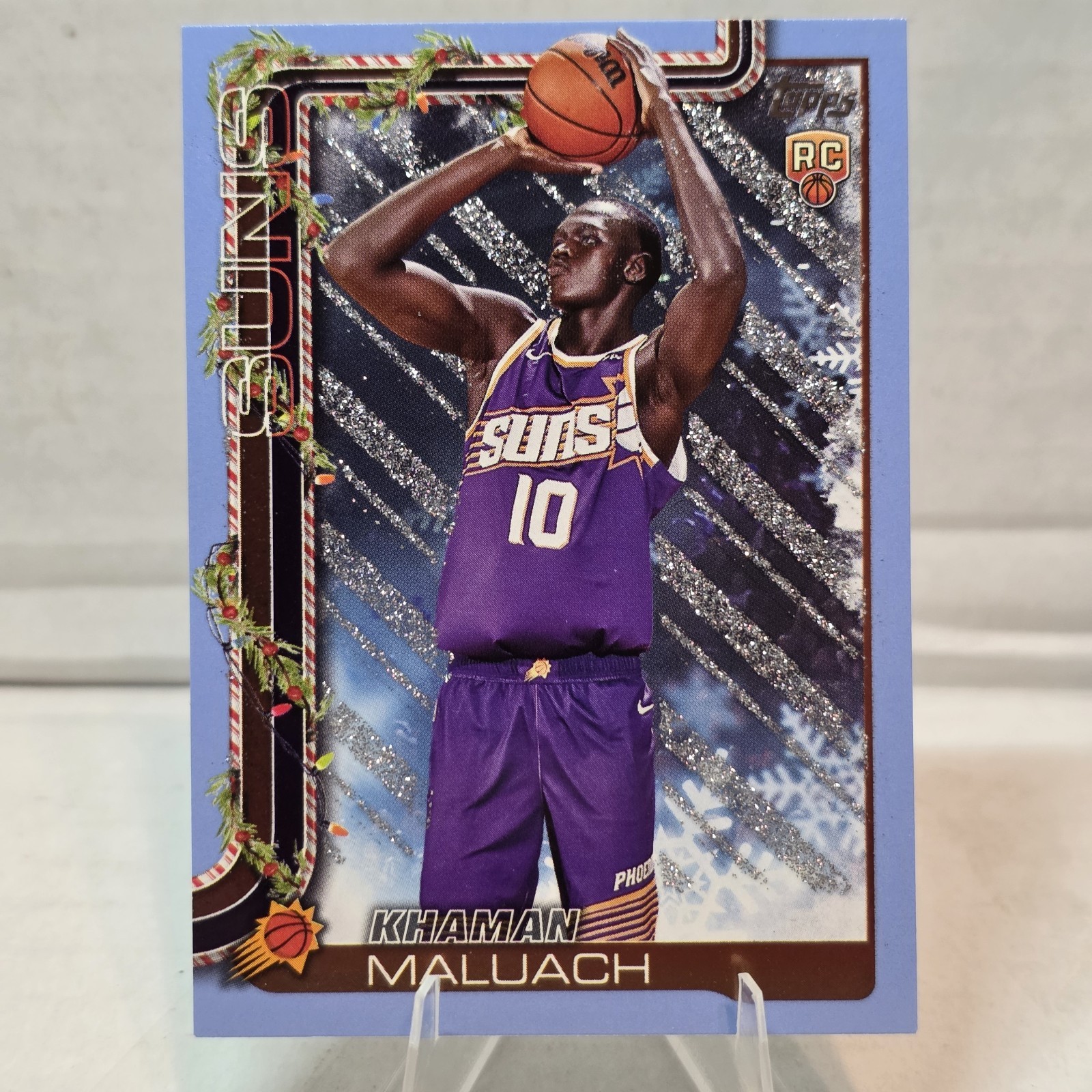 2025-26 Topps Holiday - Khaman Maluach #H170 Holiday Light Blue & White Glitter