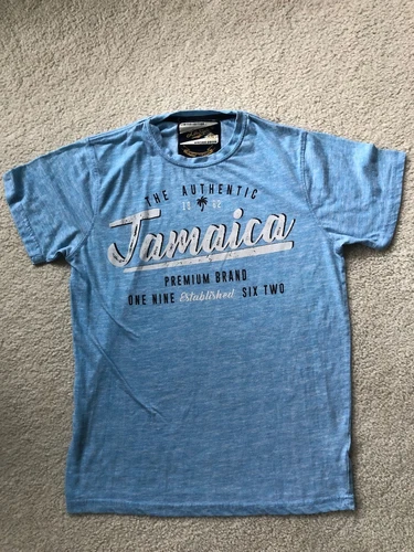 Life Style Vintage Goods Reworked Classics Blue Graphic T-Shirt Jamaica Size M