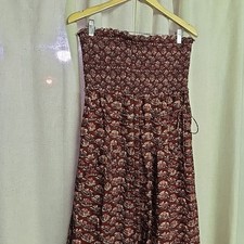 American Eagle Outfitters Tube Top Cotton Dress Cottage Raspberry Floral Midi