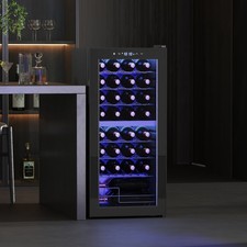HOMCOM 86L Undercounter Wine Cooler Fridge with LED Light 32 Bottles Refurbished