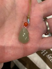 NEW HIGHEND*RARE*GORGEOUS HETIAN GREEN JADE稀有天然和田玉碧玉雕刻龙吊坠项链 DRAGON NECKLACE