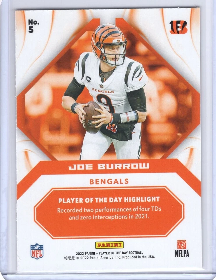 2022 Panini Player of the Day Foil #5 Joe Burrow - Image 2 of 2