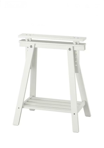 IKEA MITTBACK White Trestle Table with Glass Top - Picture 3 of 6