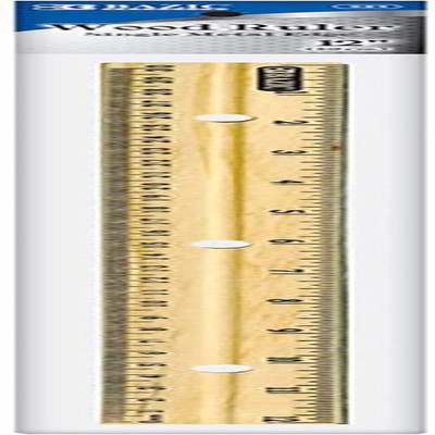 BAZIC Wooden Ruler 12'' (30Cm), Singel Metal Edge, Inches Centimeter Metric Measu