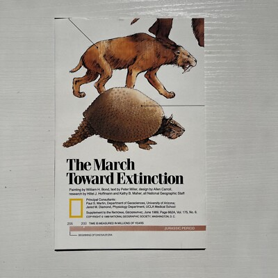 NEW VIEW OF DINOSAURS +  MARCH TO EXTINCTION MAP National Geographic June 1989