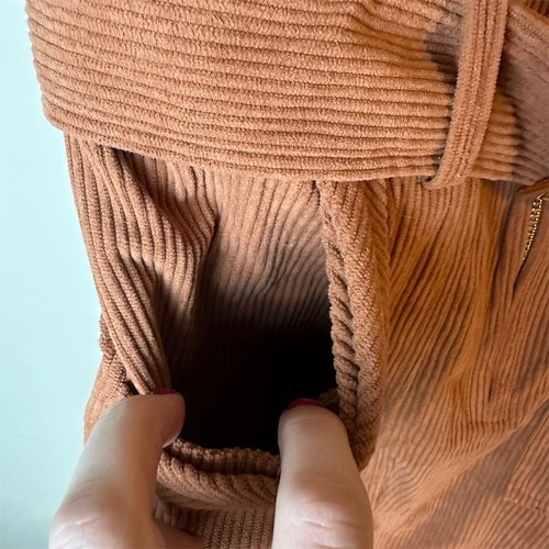 Women's Brown Corduroy Mini Dress Western Style Short Sleeve Belted Pockets S - Picture 6 of 10
