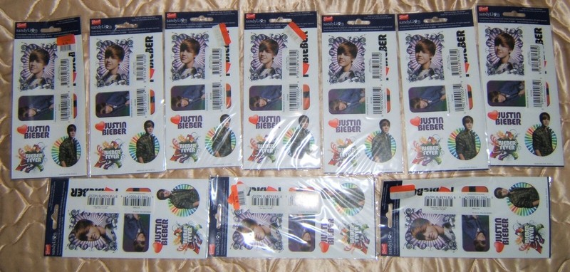 Justin Bieber Fever Decals *2010  *10 Packs-20 Sheets