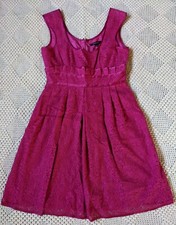 Nanette Lepore pink 100% silk crochet lace 50's 60's sissy femme pin up dress 10