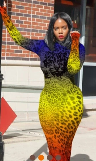 Womens long sexy bodycon colorful leopard dress for every occasion!
