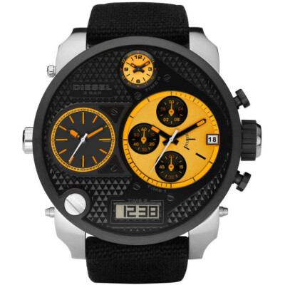 デメキン RARE DlESEL DZ7234 XXL Chronograph Watch Black/Yellow Dial