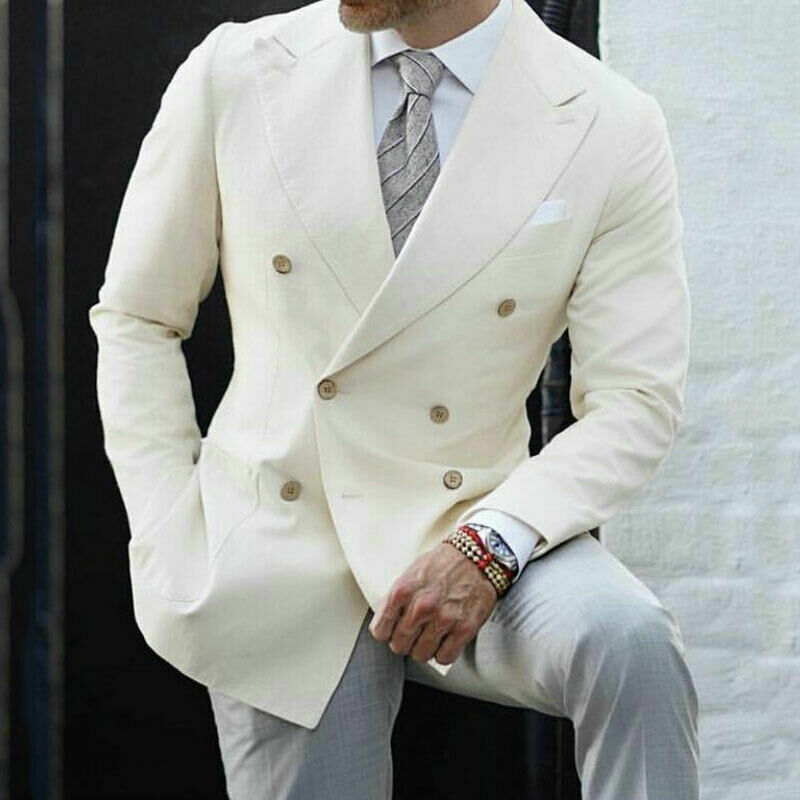 mens cream dress jacket Cream Linen Slim Fit Suit Jacket