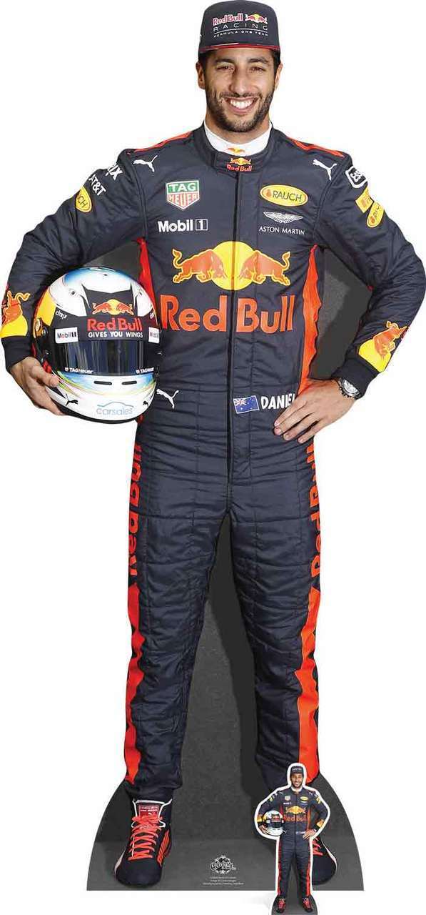 Ricciardo Australian Motor Racing Driver with Mini Cardboard Cutout