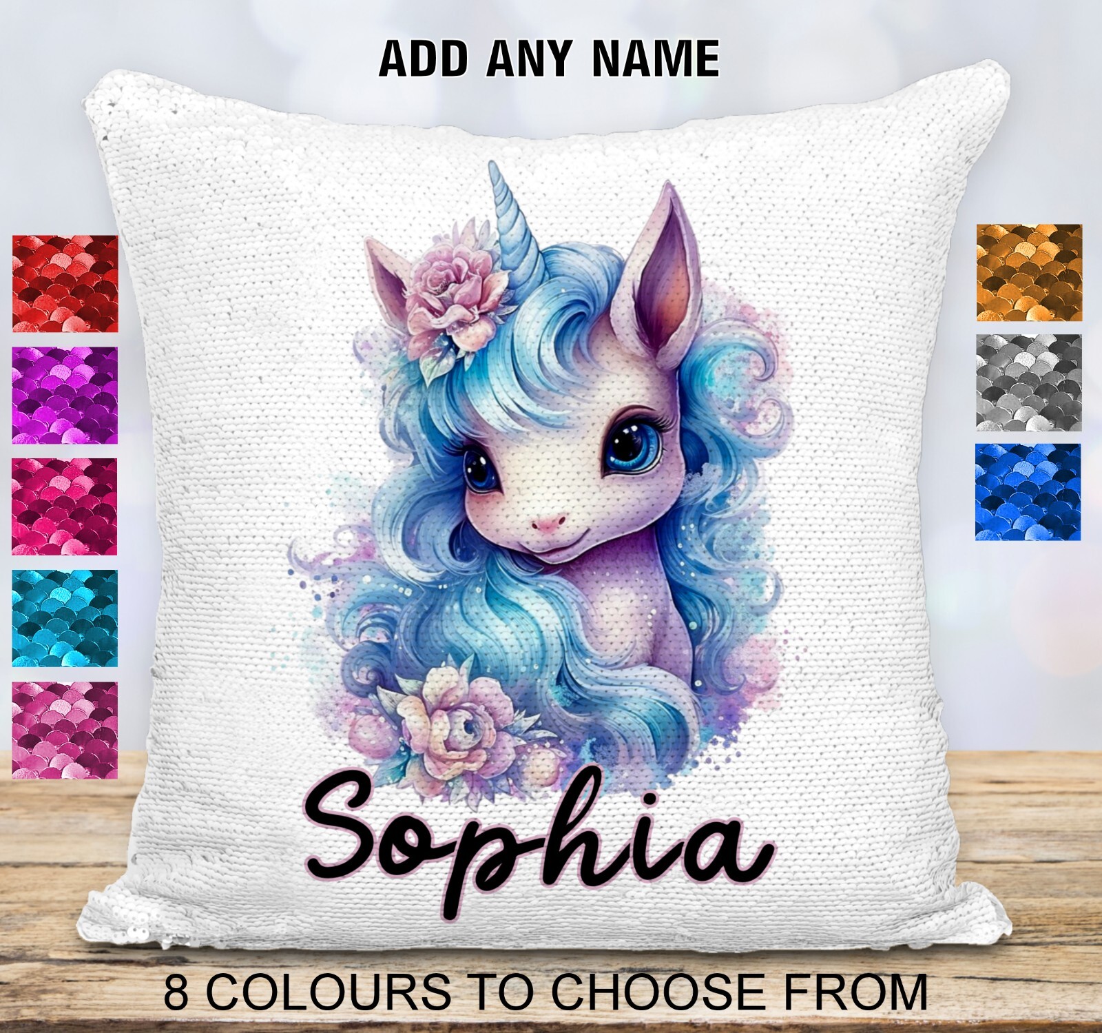 Unicorn Cushion Cover Sequin Throw Pillow Flip Sequins Personalised eBay