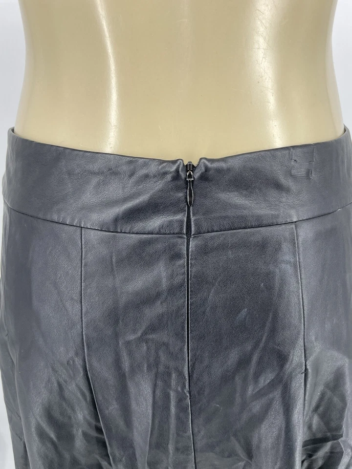 Falda Eci Talla 4 Negra Imitación Cuero Corte Línea A Hasta la Rodilla A5 Foto 4 de 4
